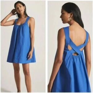Maeve by Anthropologie Crossback Blue Cobalt Poplin Swing Dress Size Medium NWT